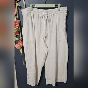Land n Sea Linen Blend Cropped Pants Plus Size 2X